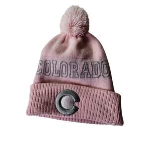 COLORADO Pink Winter Beanie Hat Puff Ball Logo - One Size